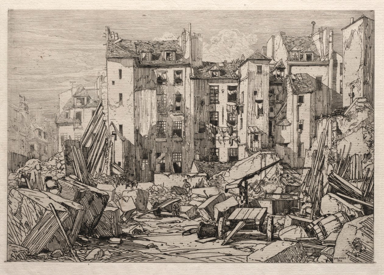 Demolition of Old Houses in Paris, 1862 by Maxime Lalanne