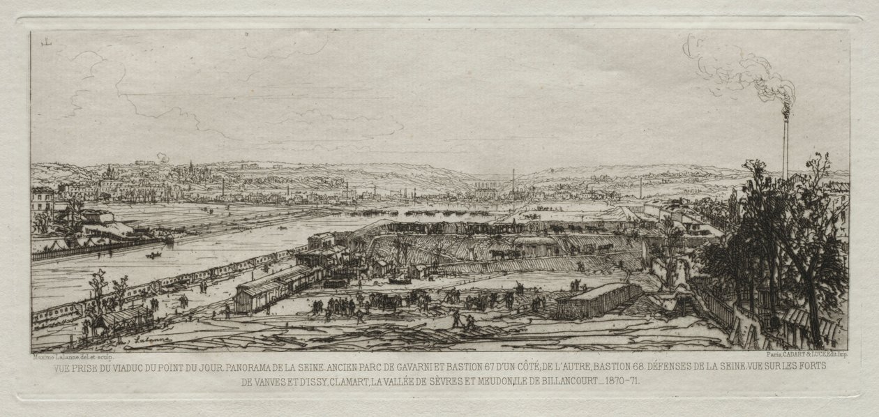 Artistic Souvenirs of the Siege of Paris: View from the Viaduct of Pont-du-Jour, 1870-71 by Maxime Lalanne