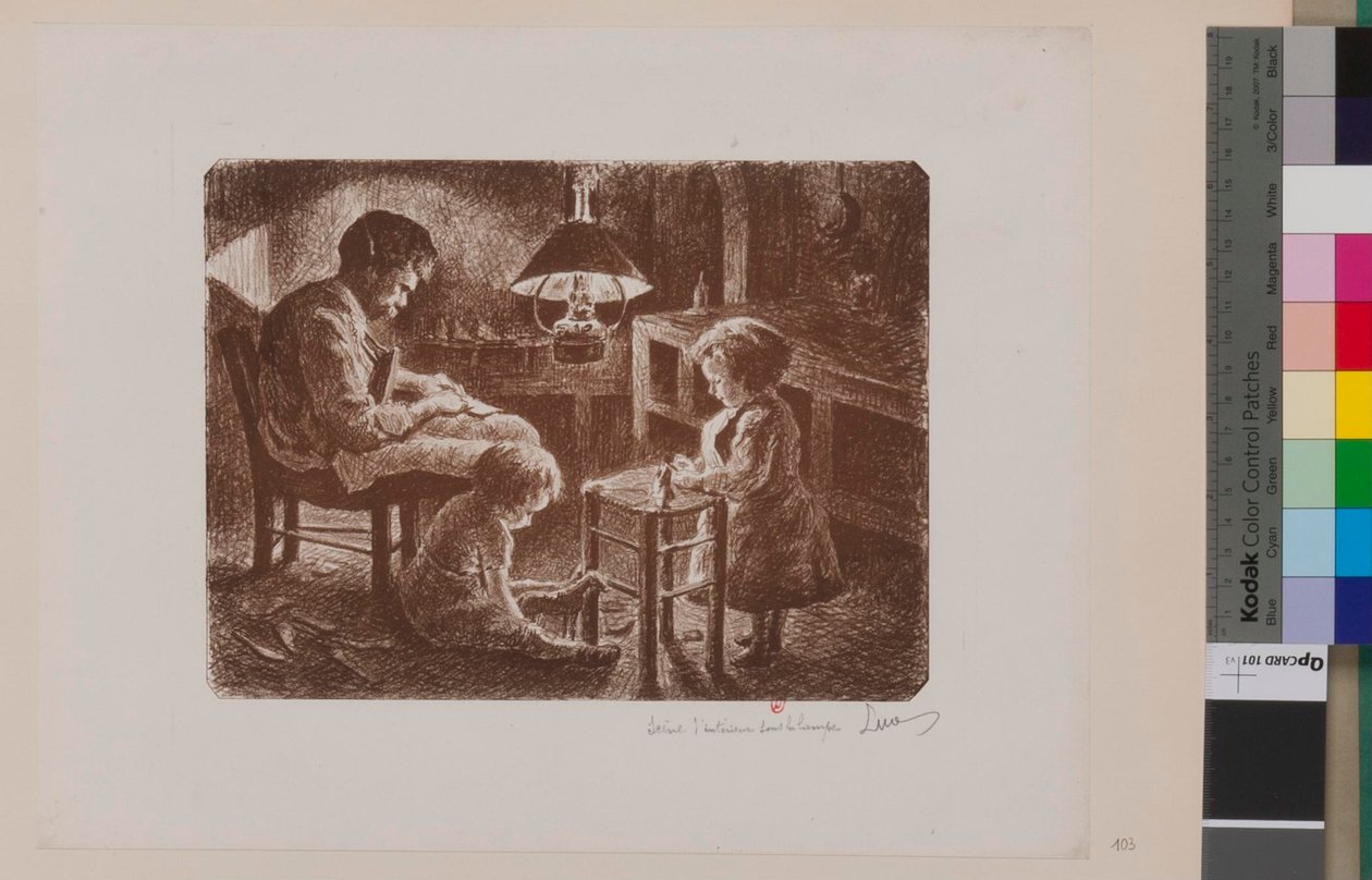 Interior Scene under the Lamp by Maximilien Luce