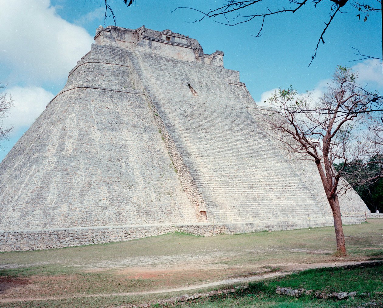 View of the upper temple on the site of Uxmal ancient Maya capital, Puuc style. North Yucatan 600-900 AD. Mexico by Mayan