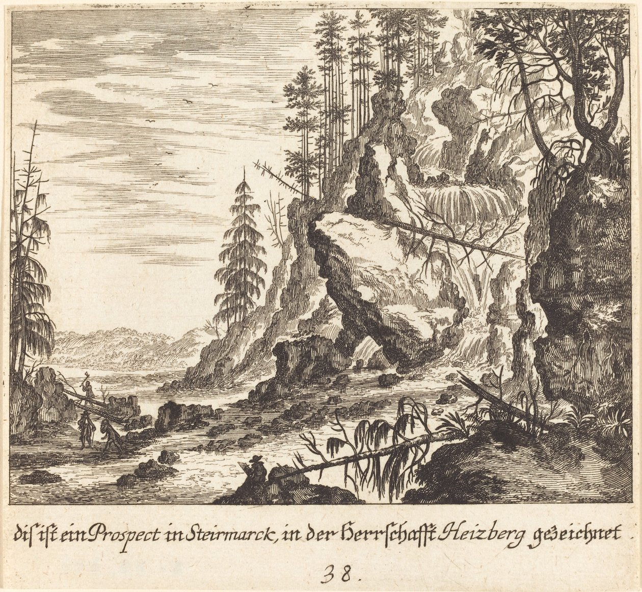 View in Stairmarck by Melchior Küsel after Johann Wilhelm Baur