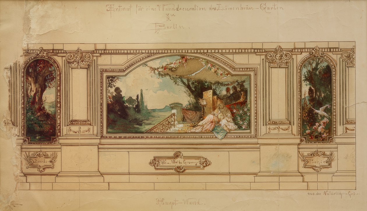Design for a Wall Decoration of the Löwenbräu Garden in Berlin by Melchior Lechter