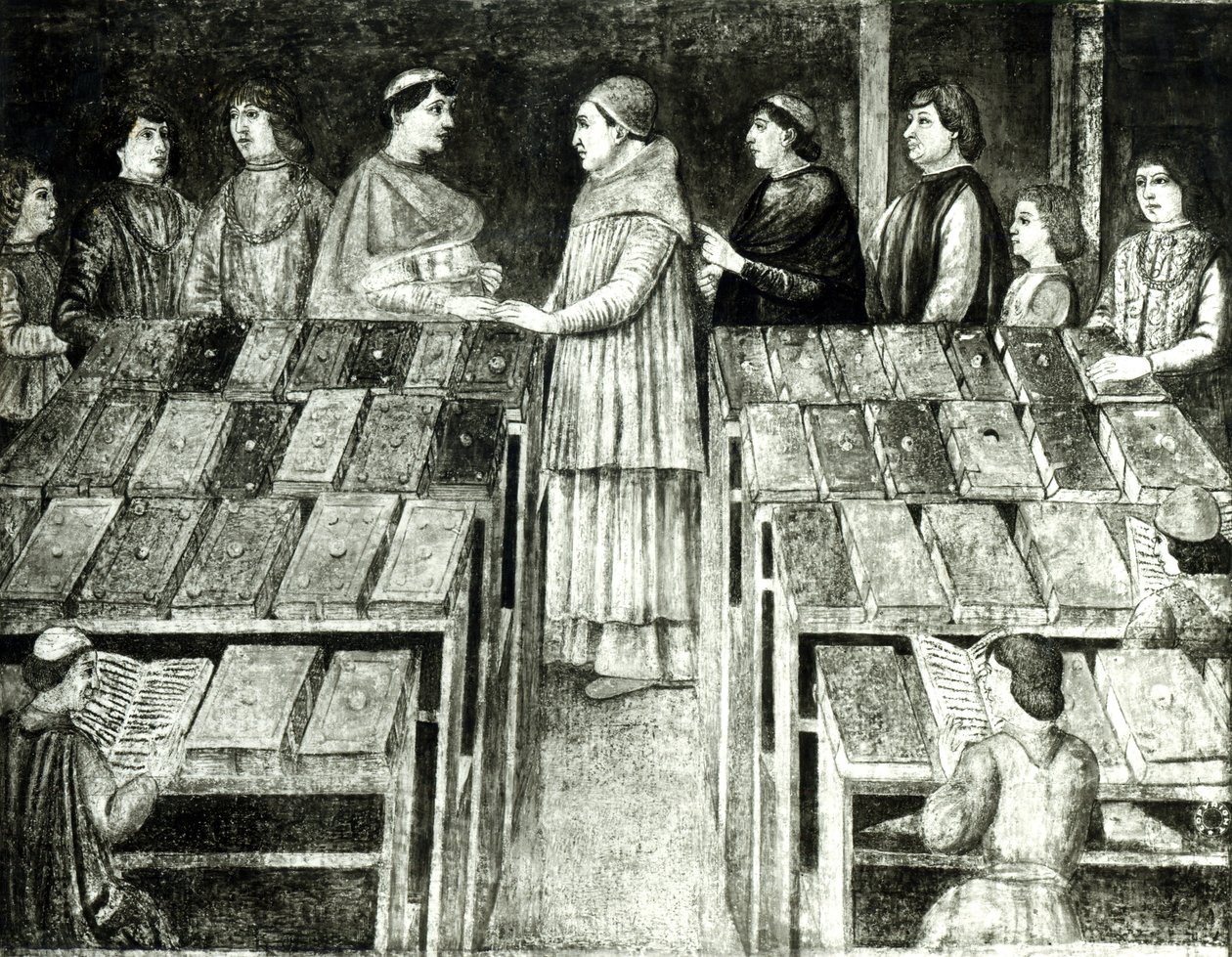 Pope Sixtus IV and Platina by Melozzo da Forli school of Melozzo da Forli school of
