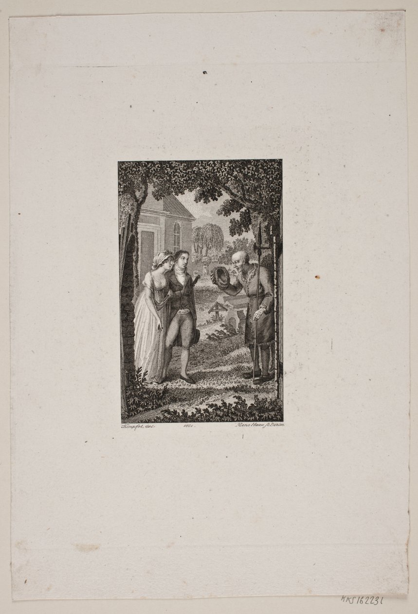 Illustration with Watchman Greeting a Young Couple by Meno Haas