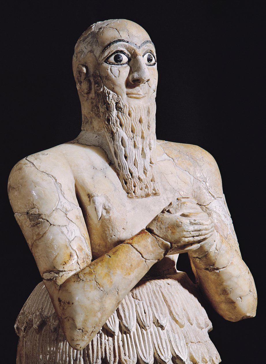 Detail of a statue of Itur-Shamagen, King of Mari, at prayer, from Mari, Middle Euphrates, 2800-2300 BC by Mesopotamian
