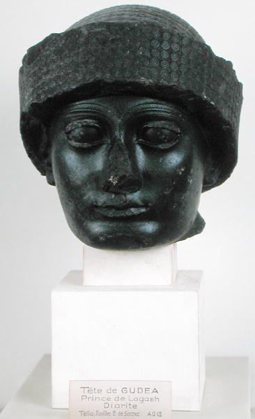 Head of Gudea, Prince of Lagesh, from Telloh (ancient Girsu) Neo-Sumerian, c.2150 BC by Mesopotamian