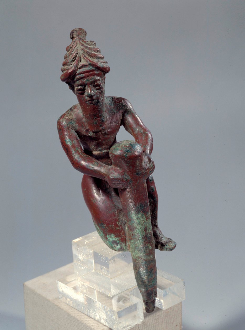 Mesopotamie: Copper Foundation Figure Depicting the God Pushing a Nail by Mesopotamian Mesopotamian