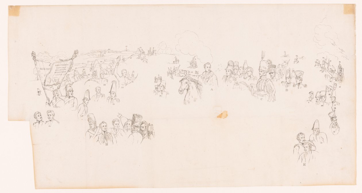 Drawing of the Painting Depicting the Battle of Waterloo by Met and Meylink