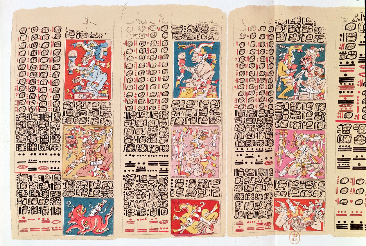 Facsimile copy of a page of the Dresden Codex by Mexican School