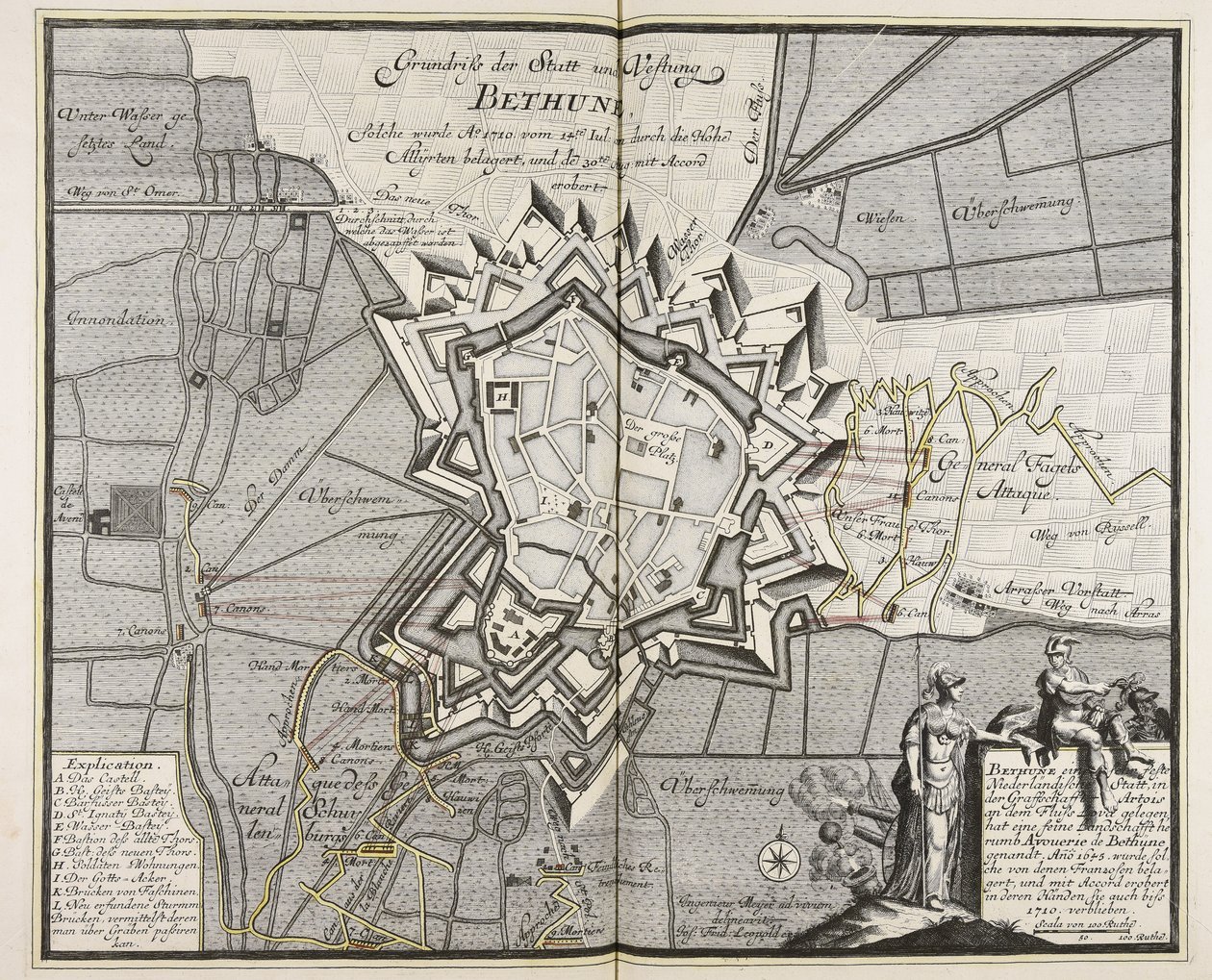 Plan of the City and Fortress of Bethune, besieged in 1710 by Meyer