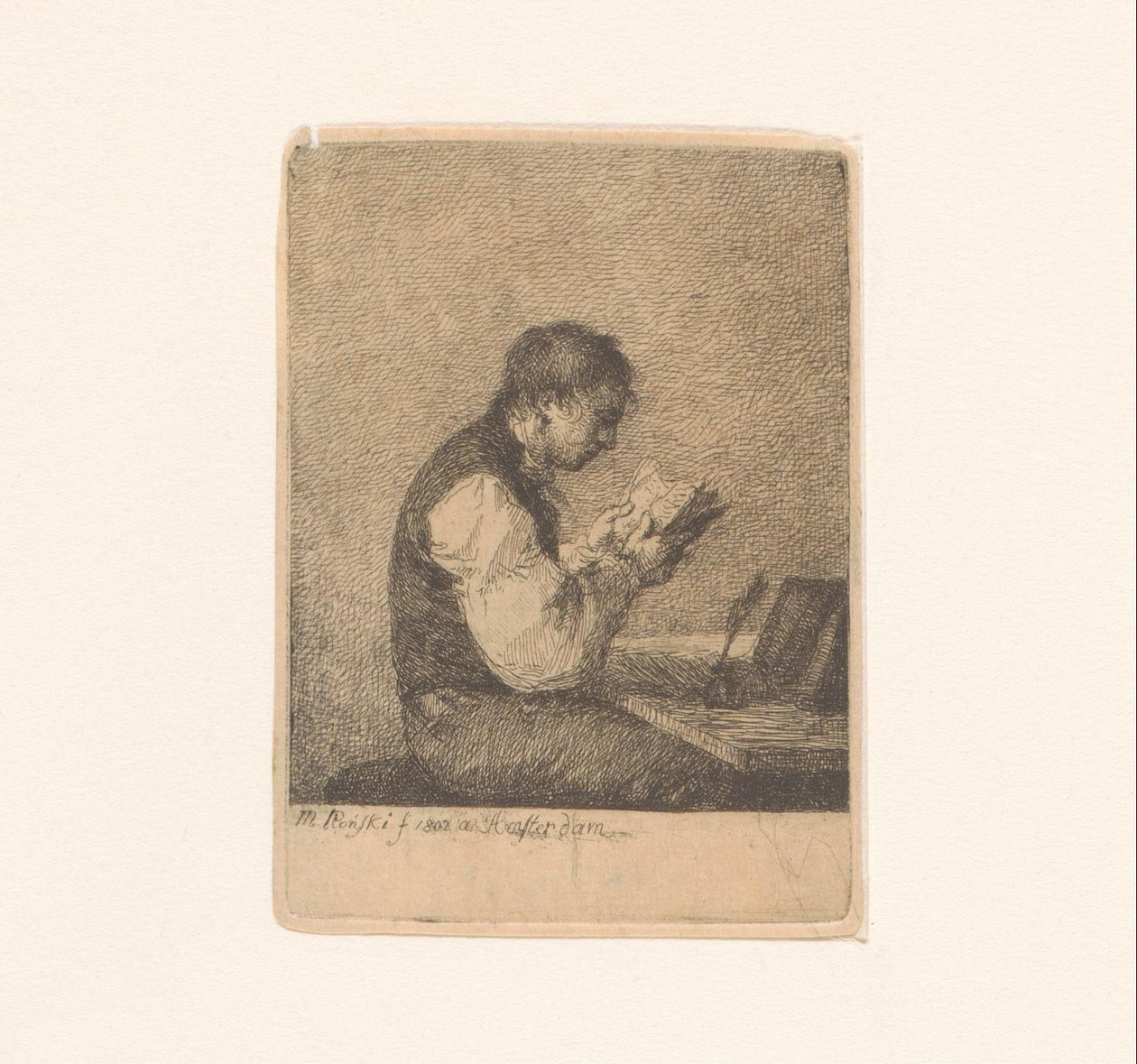 Man Reading at a Desk by Michał Płoński