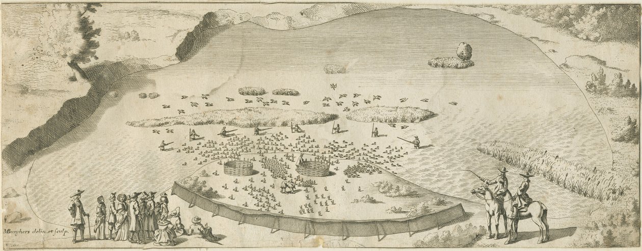 High Offley - Shebben Pool: engraving by Michael Burghers