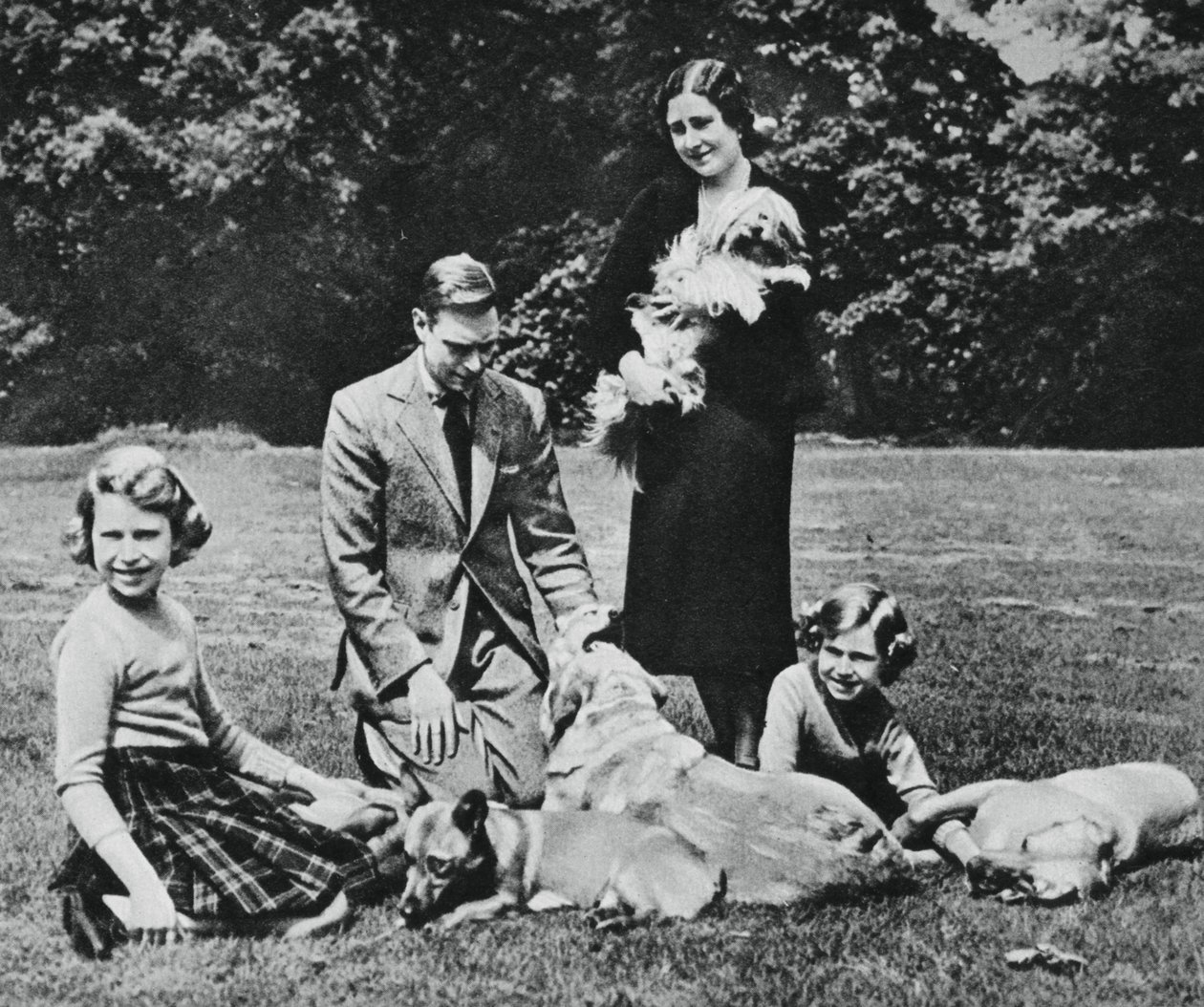Royal family as a happy group of dog lovers by Michael Chance