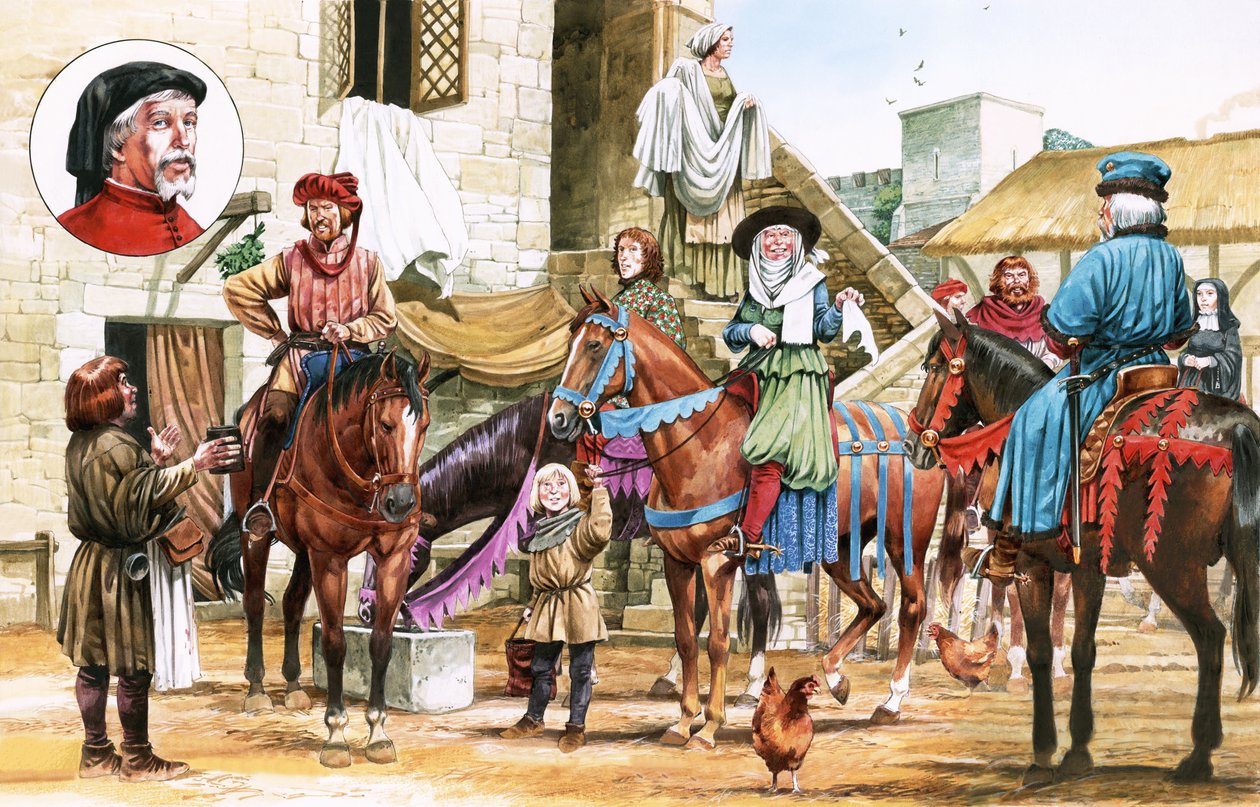 Canterbury Tales: Pilgrims Setting Off from the Tabard Inn by Michael Godfrey
