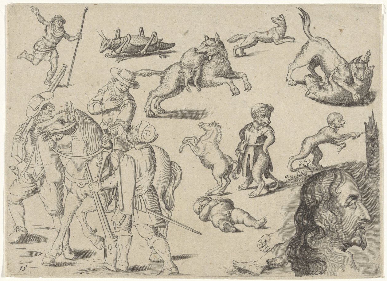 Study Sheet with Drawing Examples: Figures and Animals by Michael Snijders