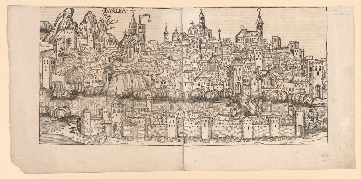 Nuremberg Chronicle: Topographical View of Basle, Switzerland by Michael Wolgemut