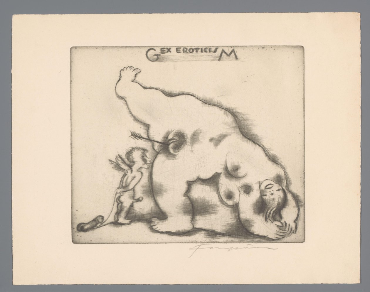 Ex Libris of Gianni Mantero Gex eroticisM by Michel Fingesten (signed by artist)