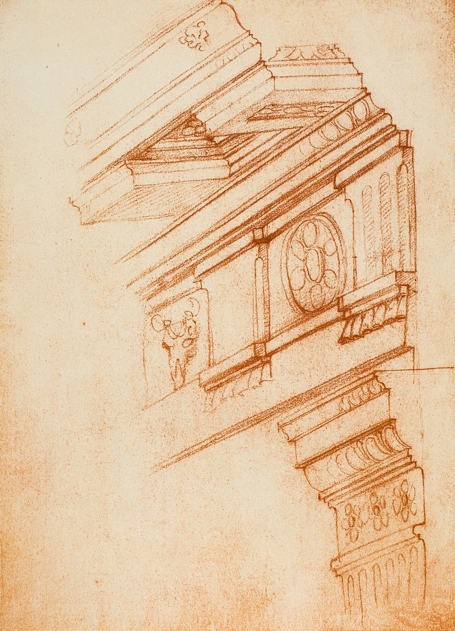 Cornices, entablatures and capitals (drawing by Michelangelo) by Michelangelo Buonarroti