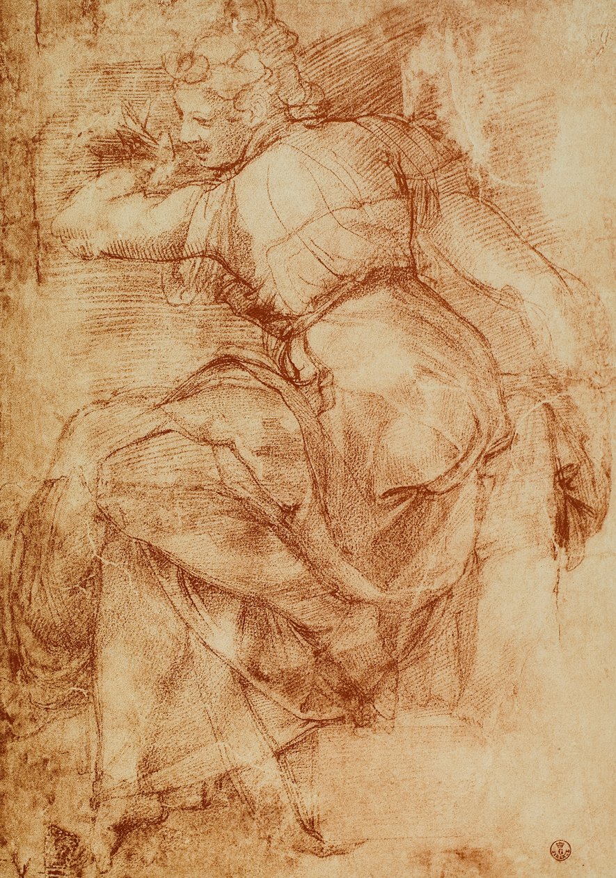 Study for the Libyan Sibyl on the vault of the Sistine Chapel ...