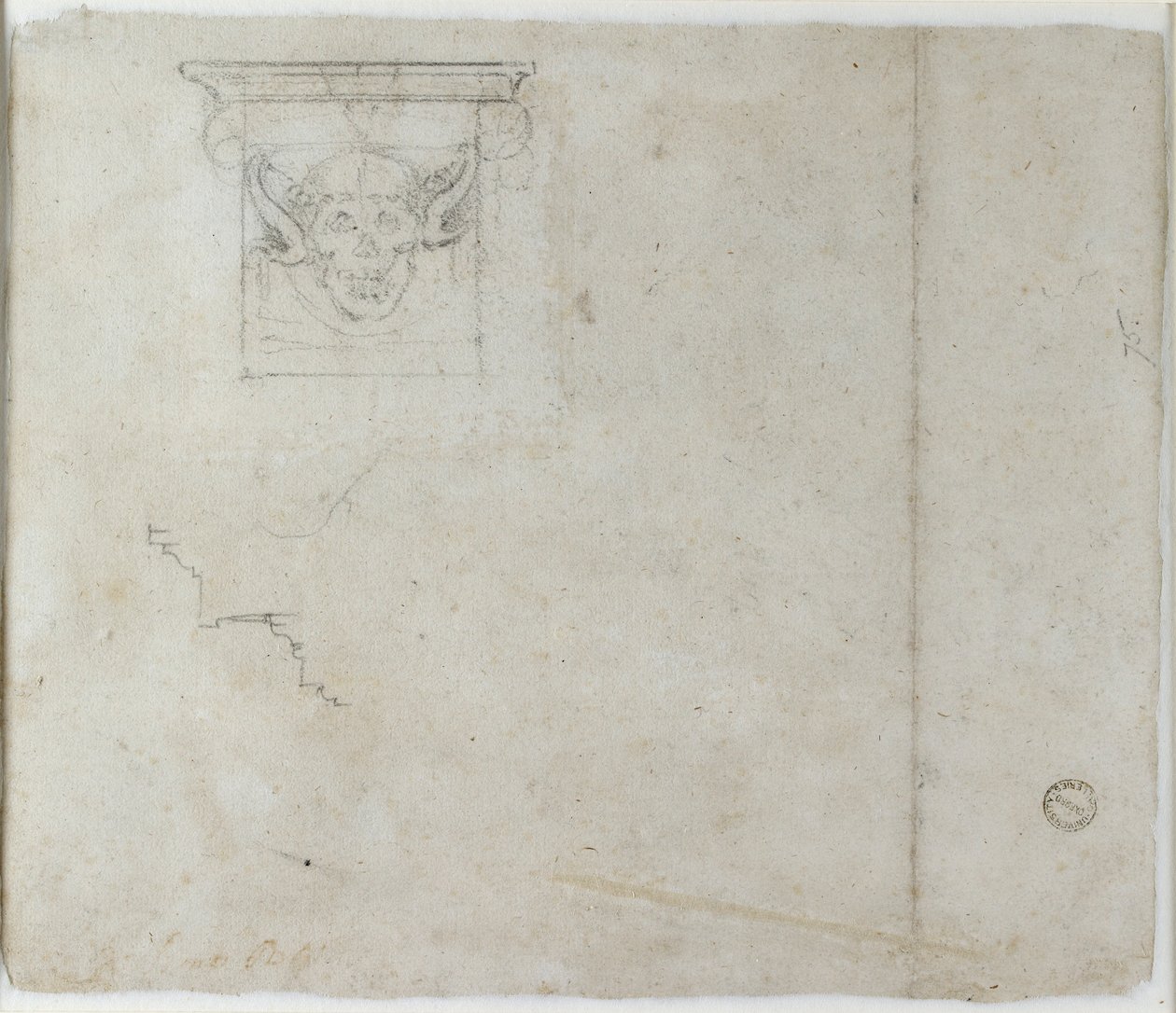 Studies of Architectural Details and a Grotesque Mask by Michelangelo Buonarroti