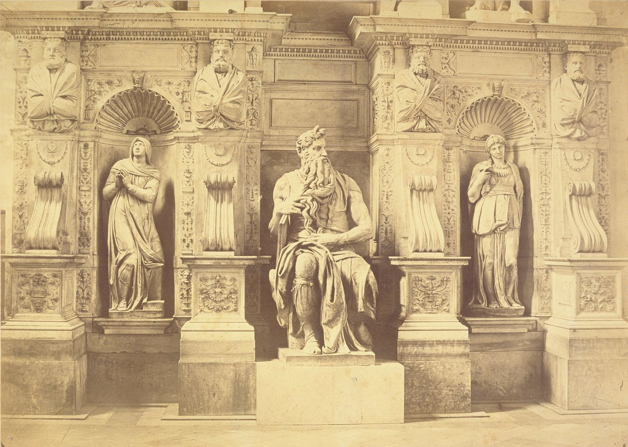 Tomb of Pope Julius II (1453-1513) detail of Moses flanked by Leah and Rachel by Michelangelo Buonarroti