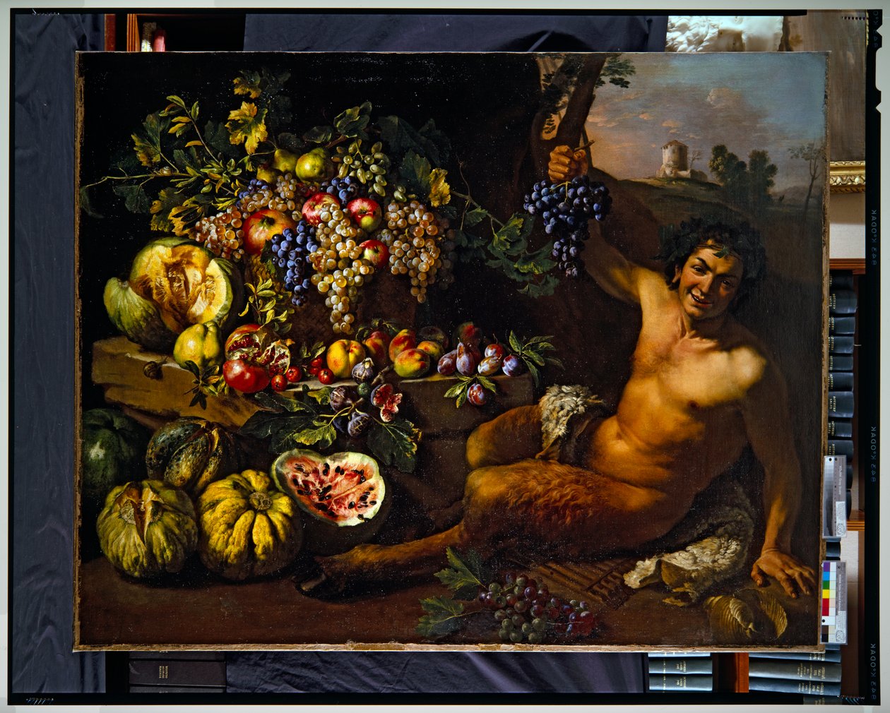 Still Life with a Satyr in a Landscape by Michelangelo Cerquozzi