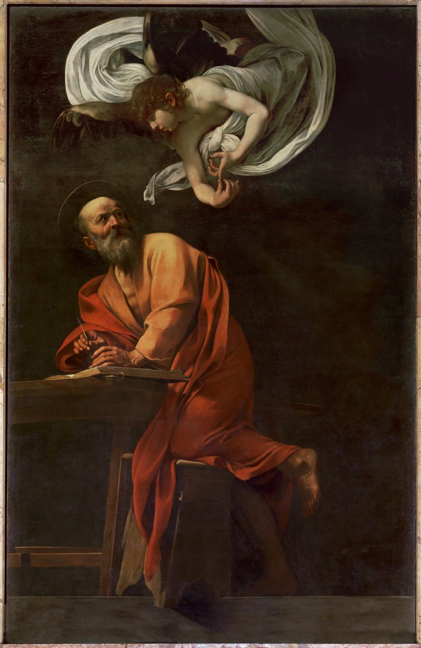 Saint Matthew Writing, Inspired by an Angel by Michelangelo Merisi da Caravaggio