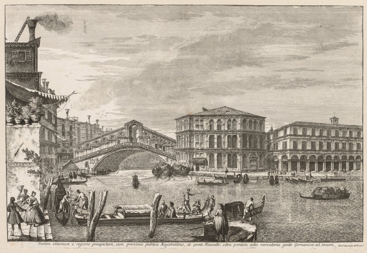 Views of Venice: The Bridge and Market of Rialto by Michele Marieschi