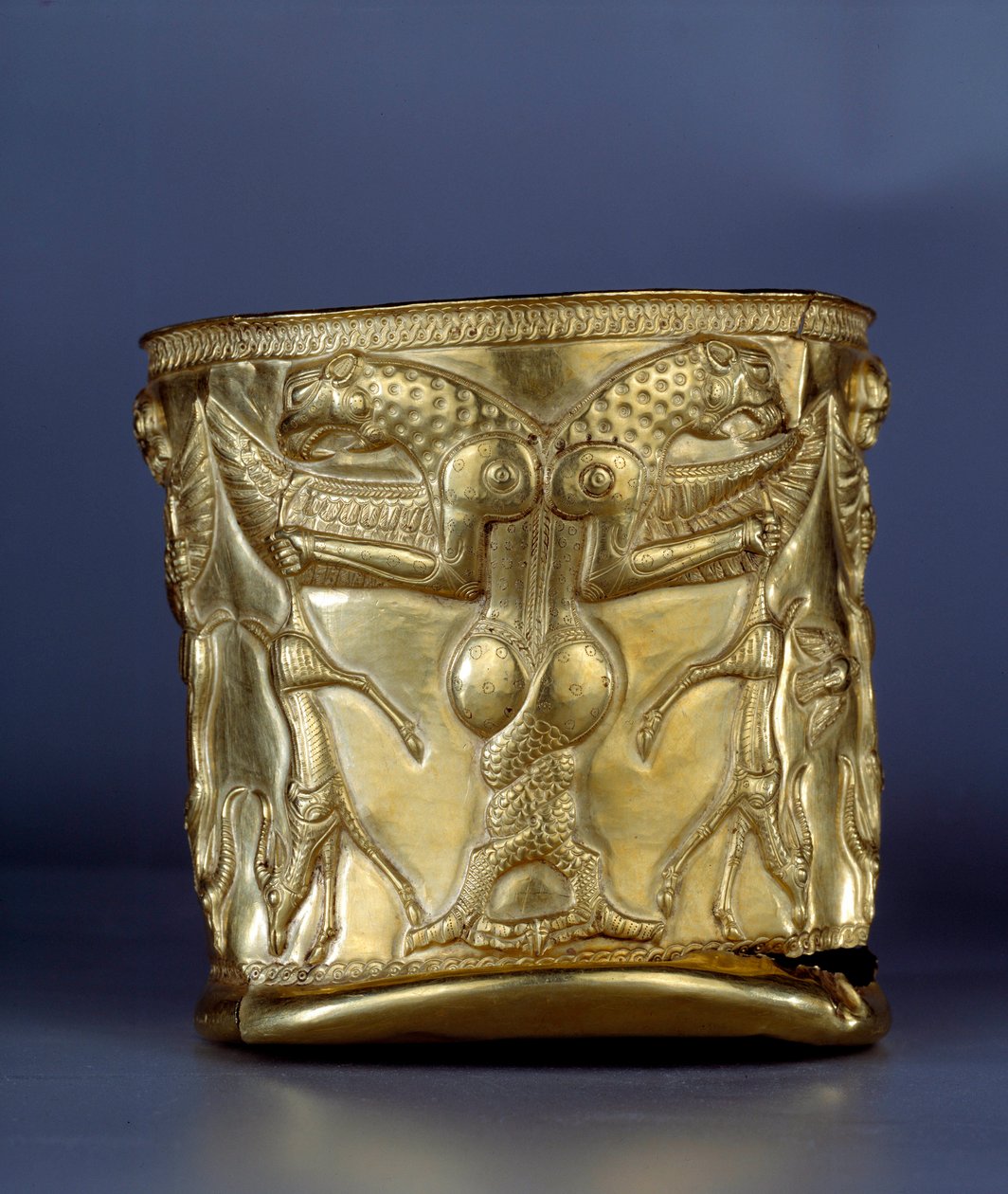 Ancient Oriental Art: Electrum Cup Representing a Monster with Interlaced Greenhouses, circa 1200 BC by Middle Elamite Period