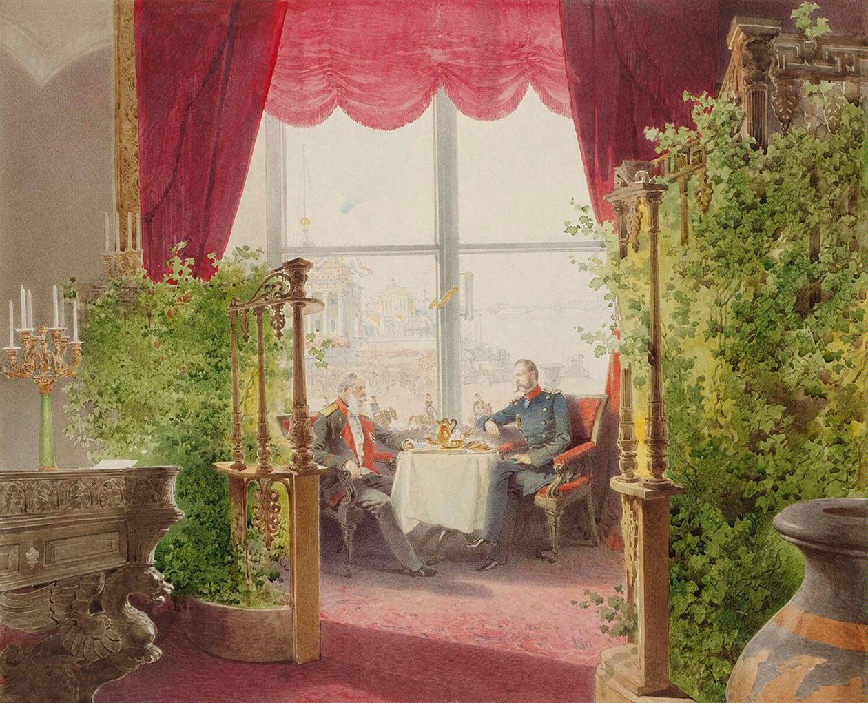 Breakfast of Emperors Alexander II and William I in the Winter Palace by Mihály Zichy