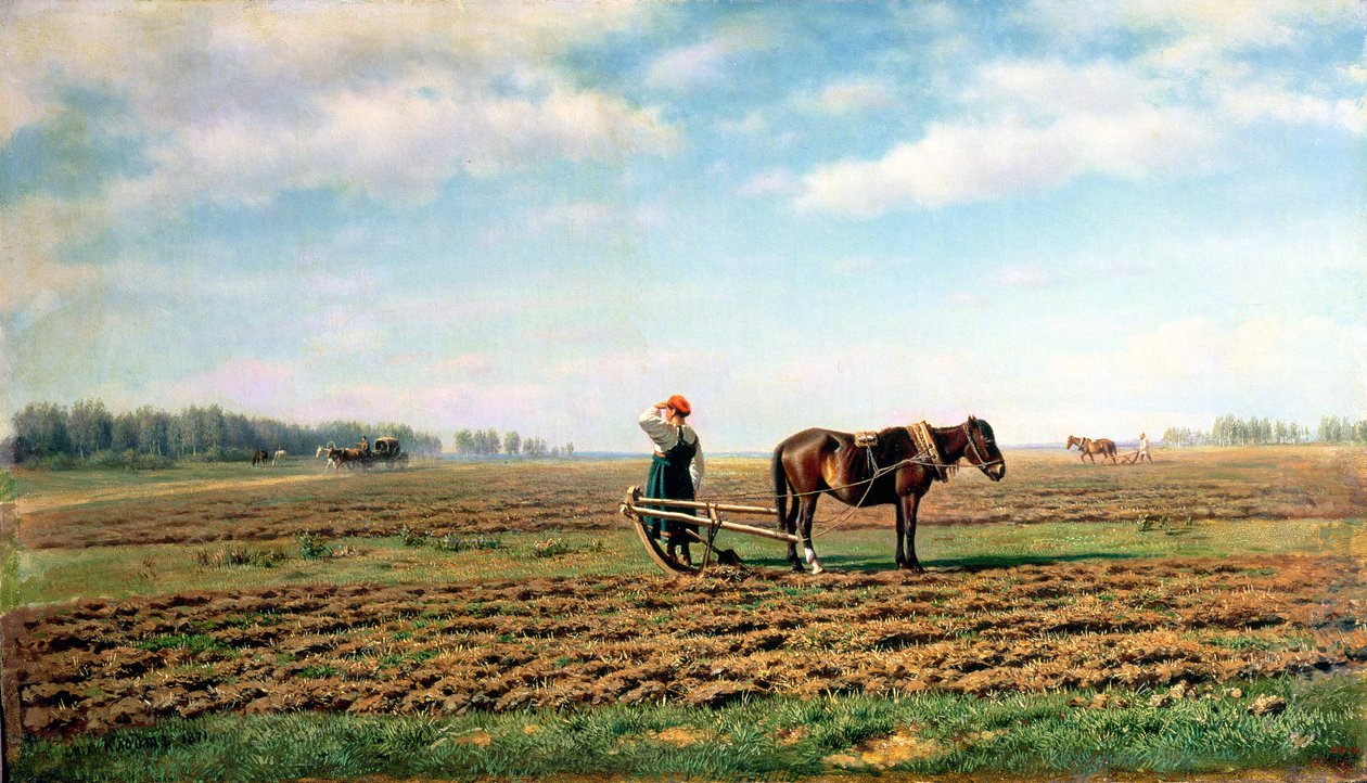Ploughing the Field, 1871 by Mikhail Konstantinovich Klodt