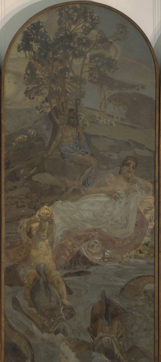 Venus, Amor and Paris Triptych The Judgment of Paris, central part by Mikhail Aleksandrovich Vrubel