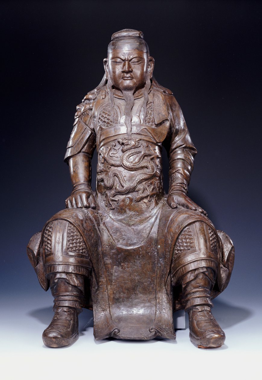 A fine large early Ming bronze figure of Guandi by Ming Dynasty Chinese School