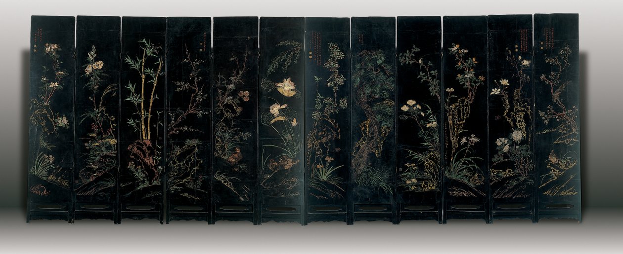 Twelve-panel Coromandel Screen, Weiping by Ming Dynasty Chinese School