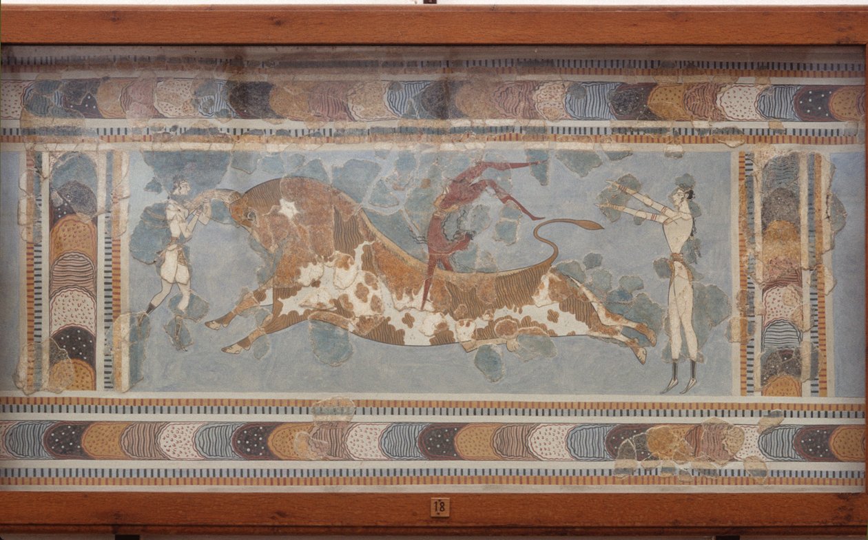 Bull Fighting Fresco, from Knossos by Minoan