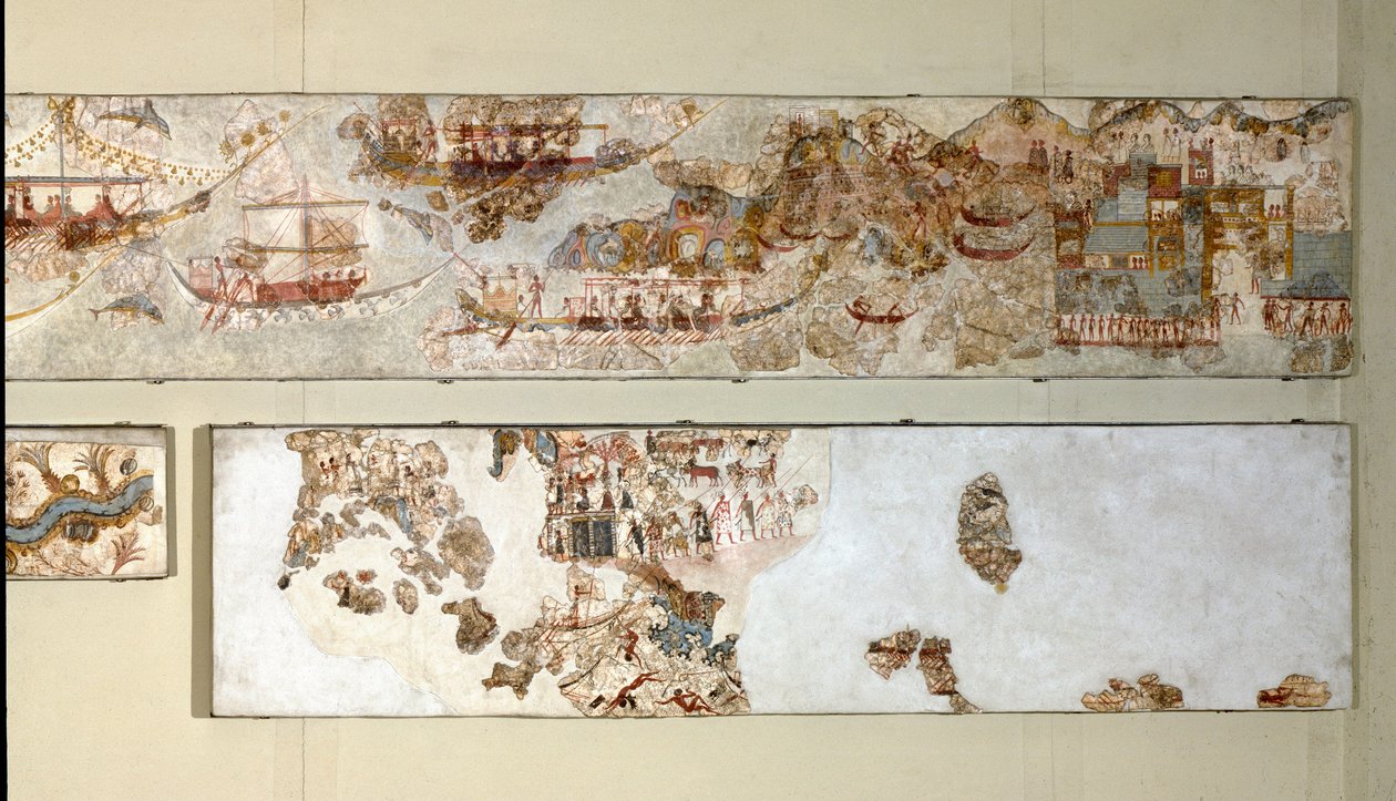 Minoan Art: naval expedition Fresco from Akrotiri to Santorini by Minoan