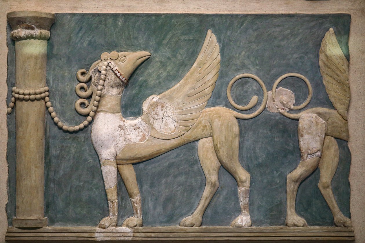 Fresco of High-Relief Griffins, Palace of Knossos by Minoan