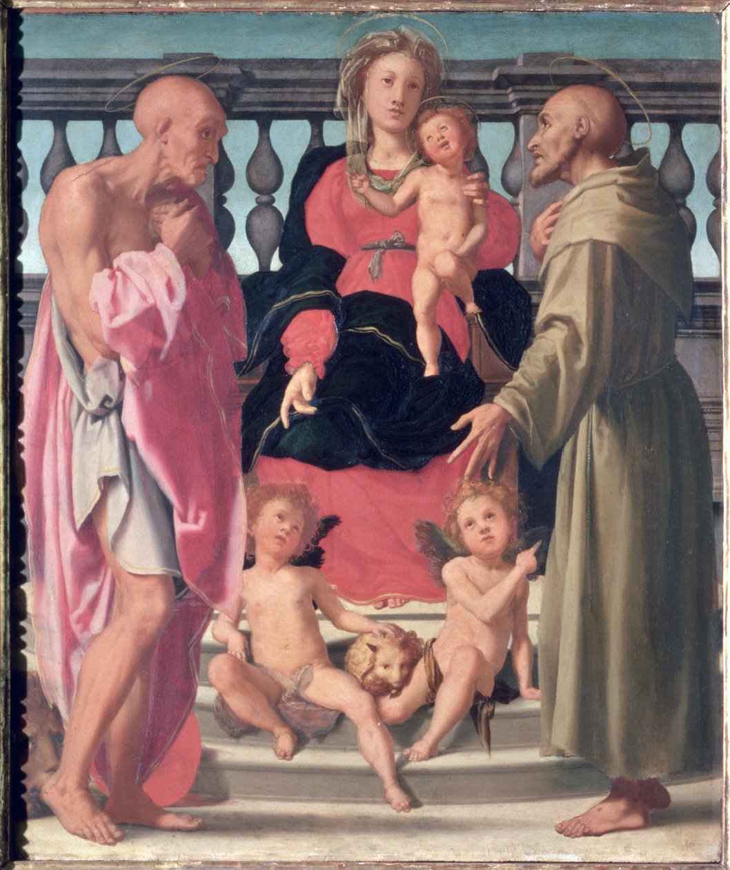 Madonna and Child with SS. Jerome and Francis by Mirabello Cavalori