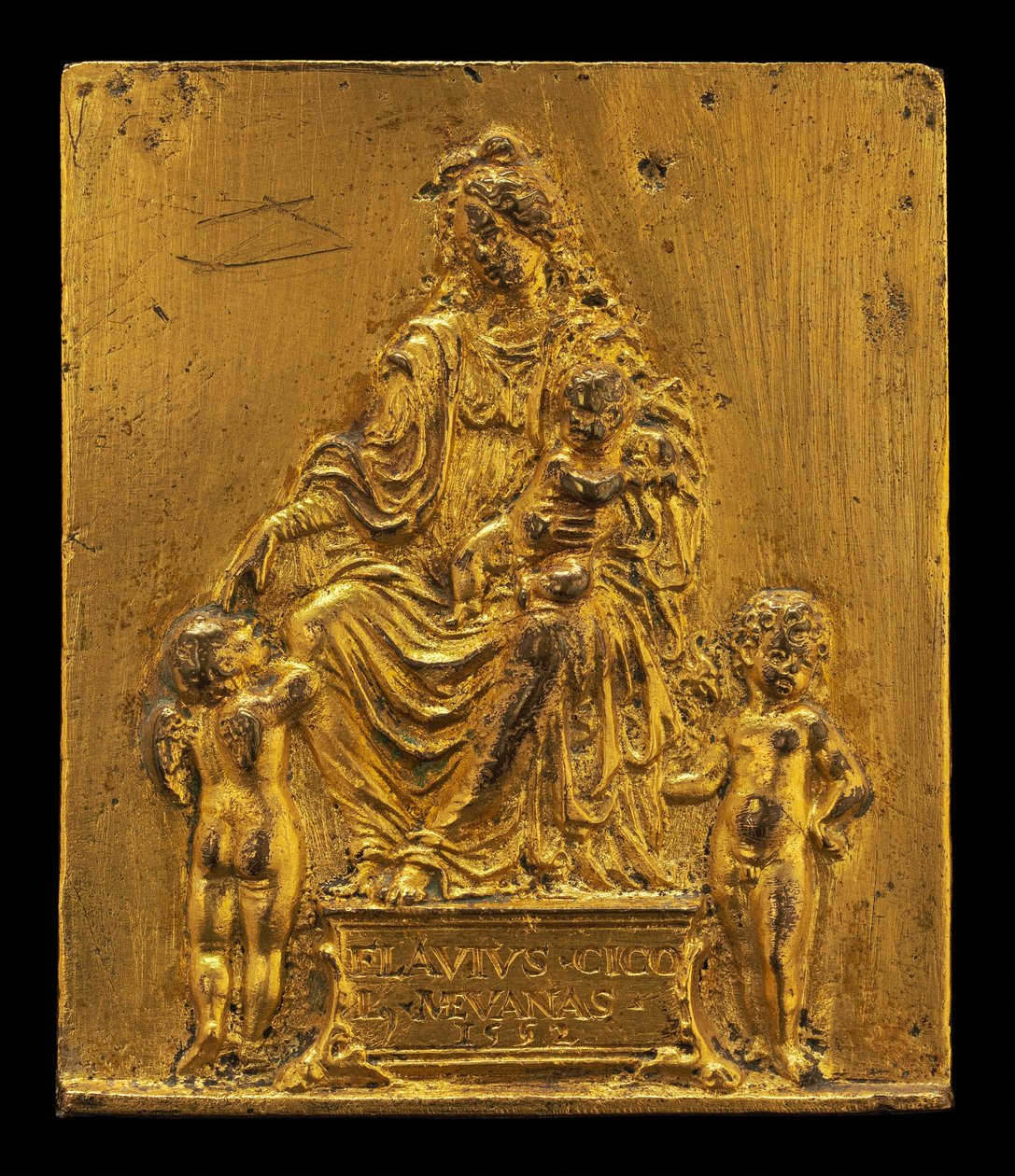 Madonna and Child Enthroned with Two Angels by Moderno