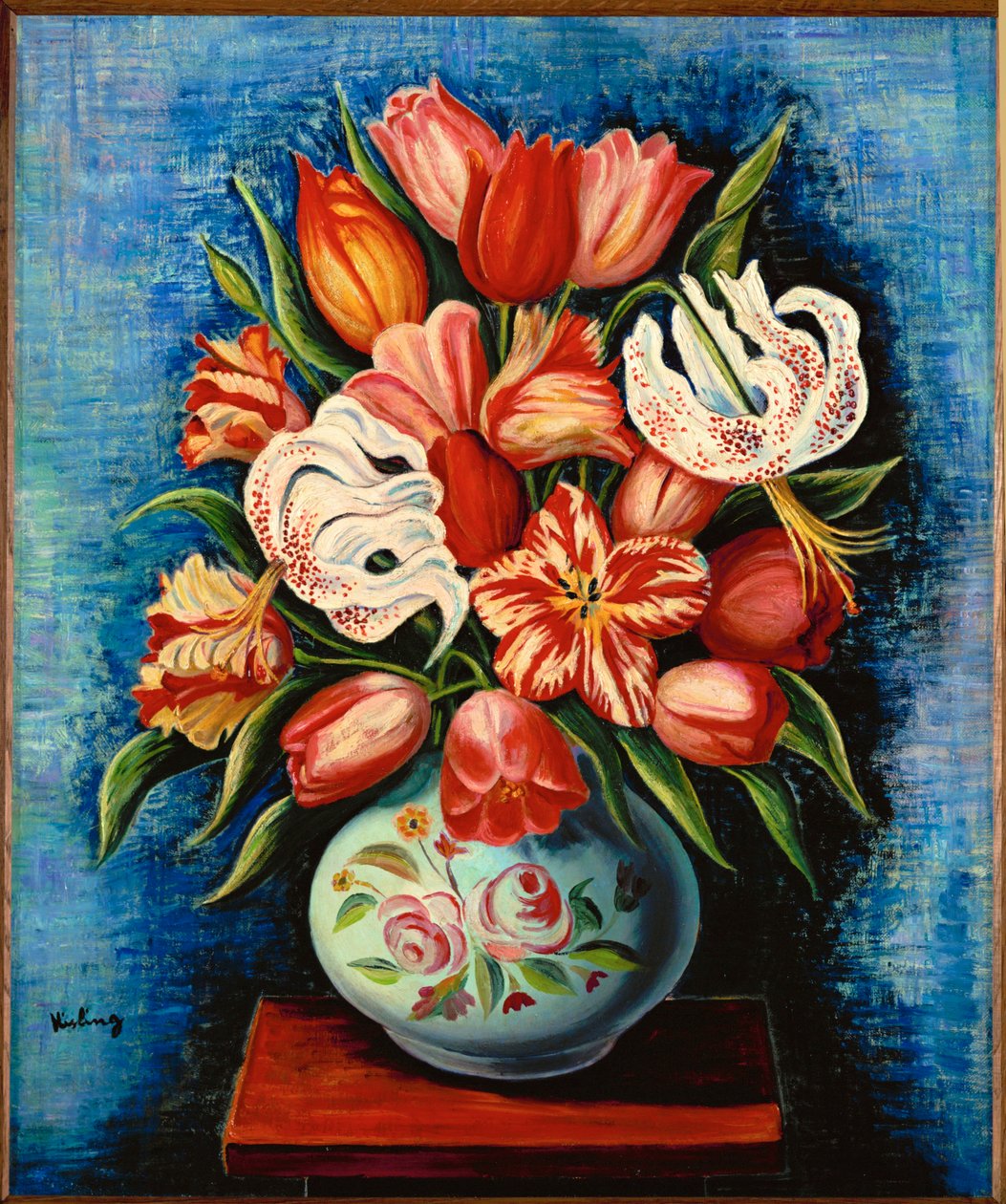 Bouquet of Flowers, Tulips and Lilies by Moise Kisling