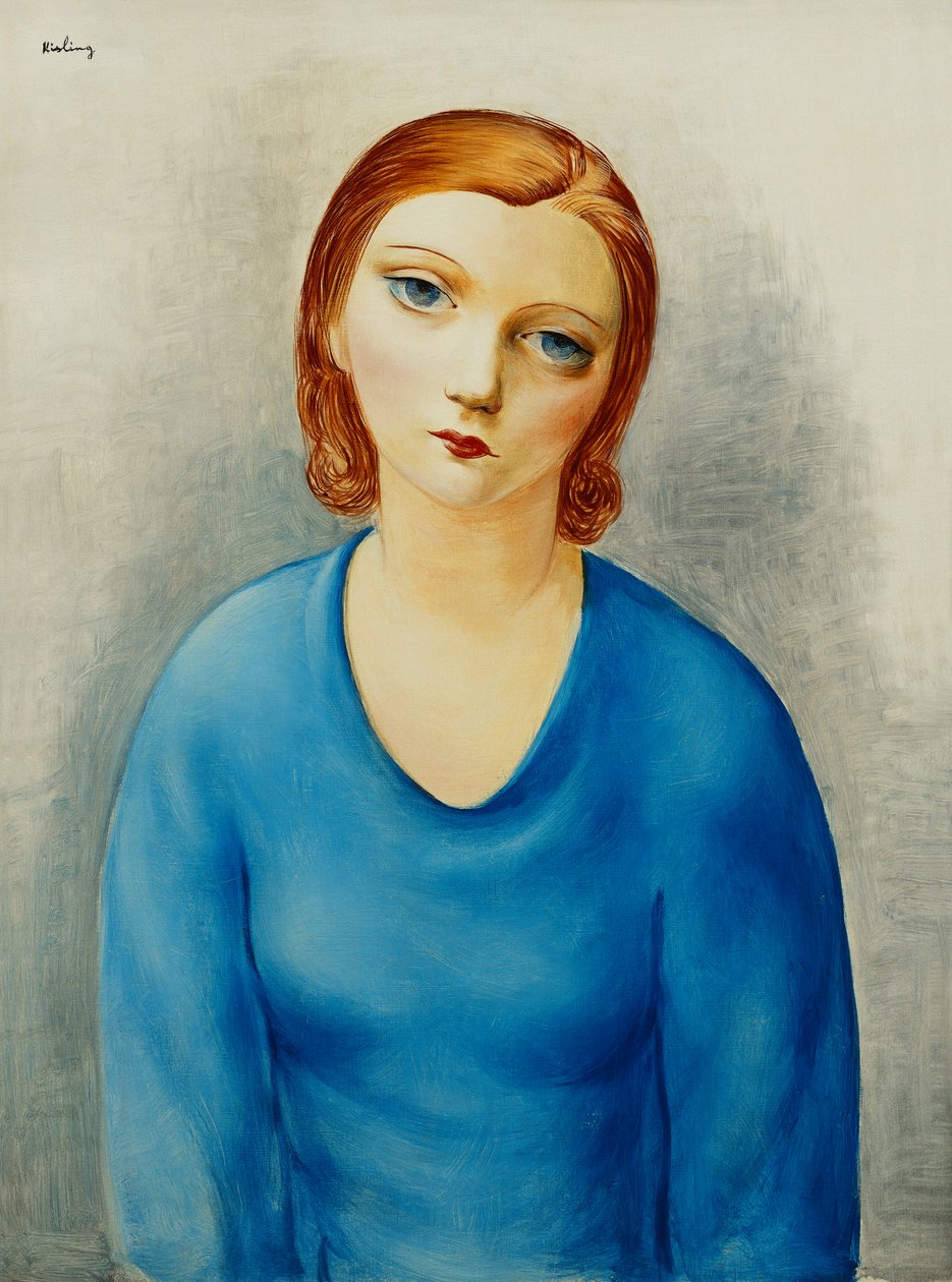Young Woman in a Blue Blouse by Moise Kisling