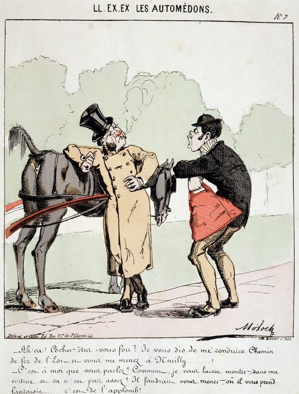 HE. EX. EX. Motoredons: Cartoon of Transport in the City. A Bourgeois Who Asked the Coach to Take Him Gare de l