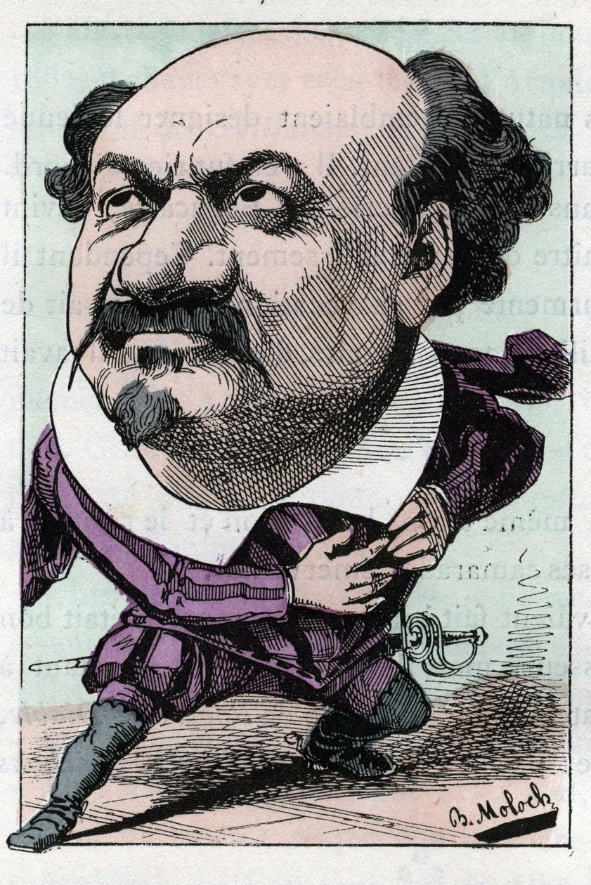 Portrait of Francois Pierre VILLARET tenor of the opera between 1863 and 1882 in Le Trombinoscope by Touchatout, caricature by B. Moloch of 1882. Private collection by Moloch