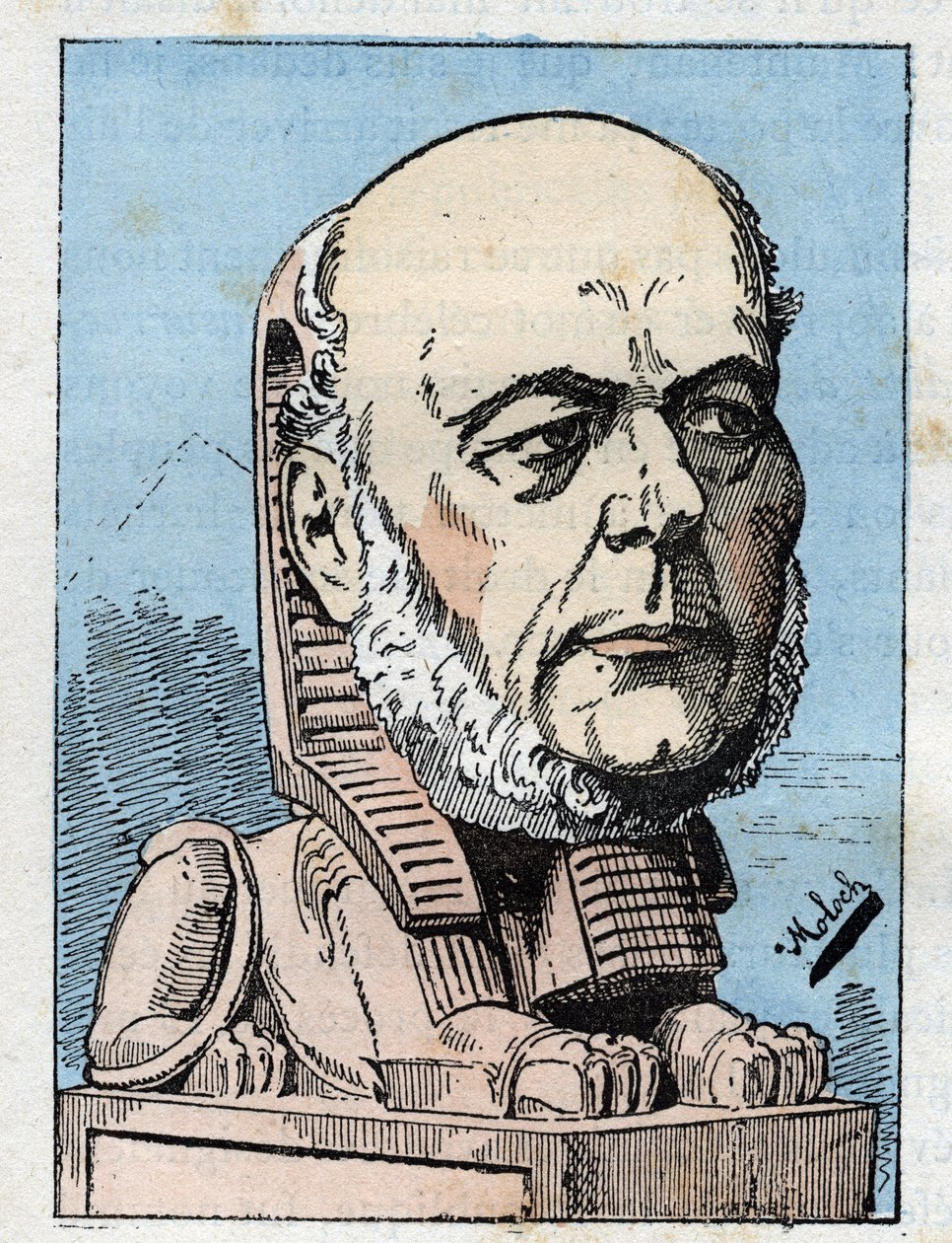 Portrait of Jules Grevy (1807-1891) president of the French Republic in “Le Trombinoscope” by Touchatout, caricature by B. Moloch of 1882. Private collection by Moloch