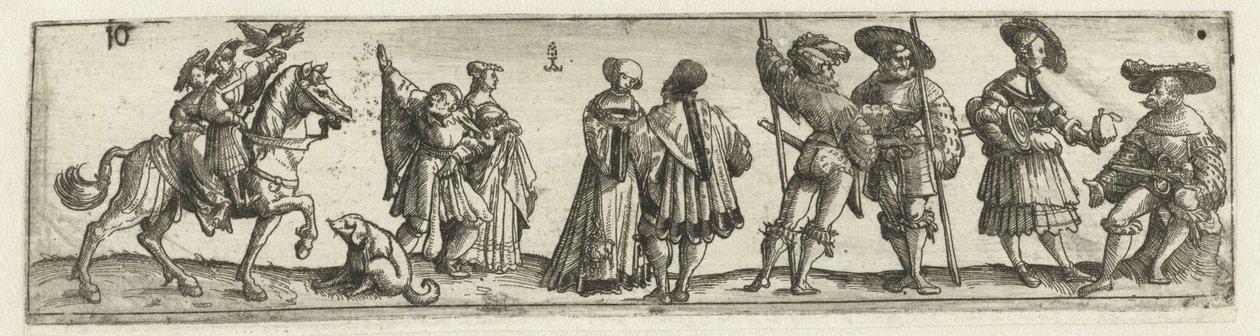 Frieze with Men, Women, and Soldiers by Monogrammist CB met boom