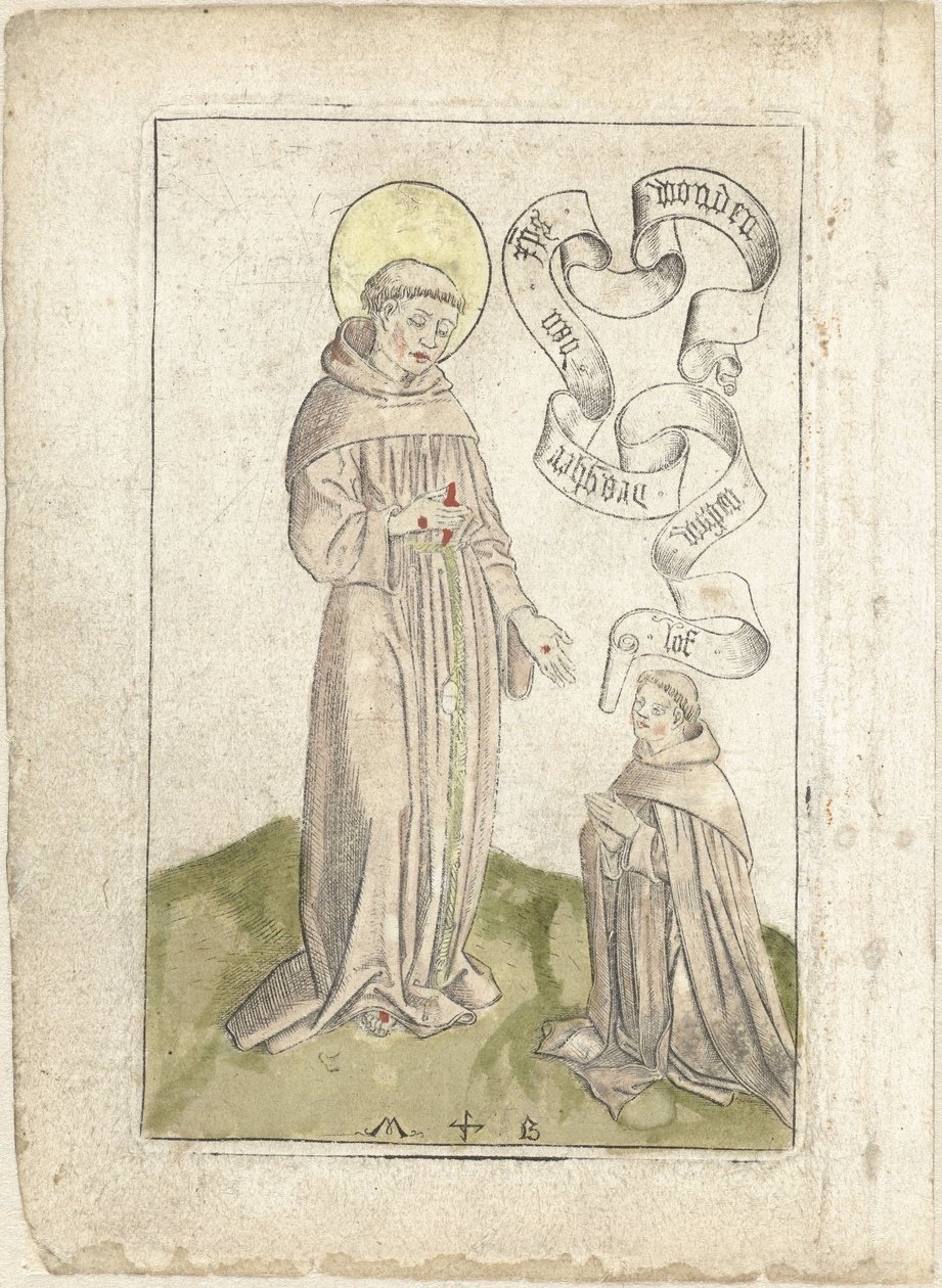 Saint Francis with Kneeling Franciscan by Monogrammist MB (Nederlanden)