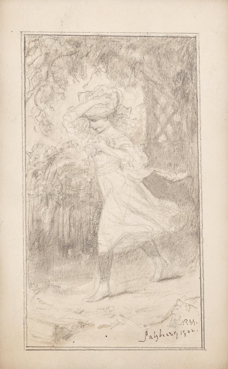 Girl Running in the Wind by Monogrammist RM.