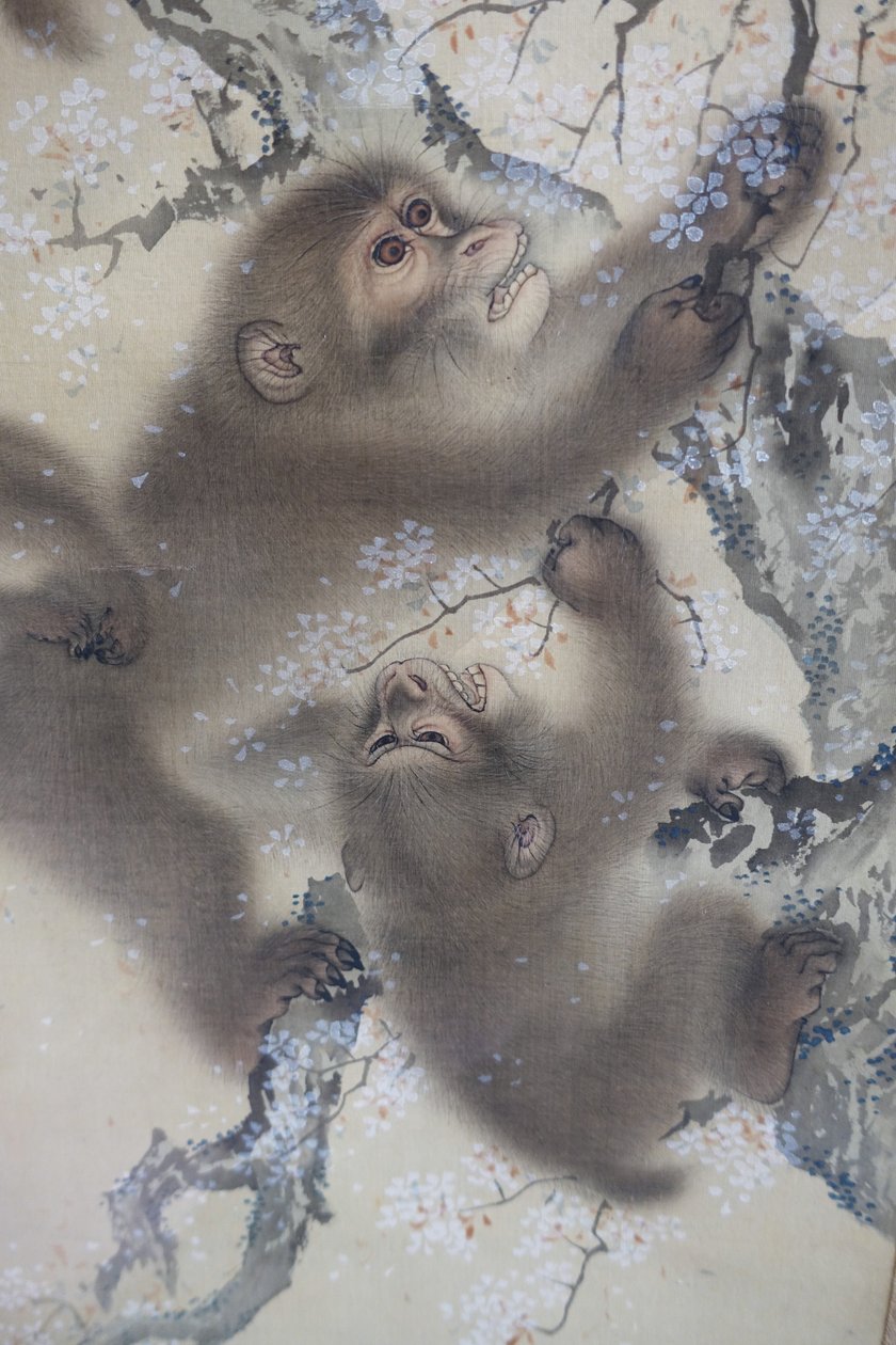 Monkeys in a Blossoming Cherry Tree, 2 of 2 by Mori Sosen