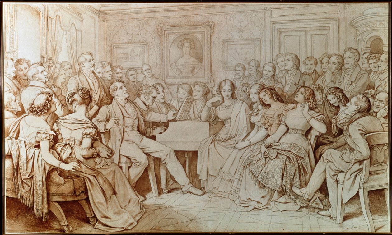 The Composer Franz Schubert Accompanies Tenor Johann Michael Vogl at a Musical Evening at the Baron von Spaun by Moritz Ludwig von Schwind