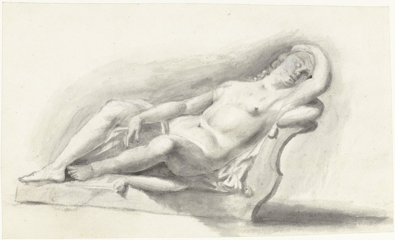 Nude Woman Lying on a Couch Cushion by Moses Ter Borch